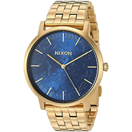 Nixon Men's Quartz Watch - Porter Blue Dial Yellow Gold Bracelet | A10572732 ,