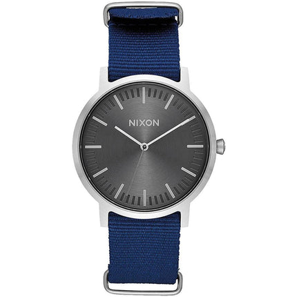 Nixon Men's Quartz Watch - Porter Grey Dial Blue Nylon Strap Steel Case | A10591893 ,