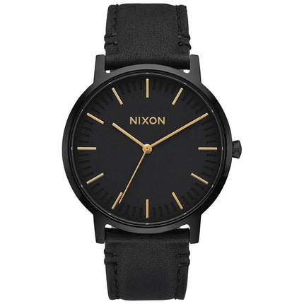 Nixon Men's Quartz Watch - Porter Leather Black Dial Black Strap | A10581031 ,