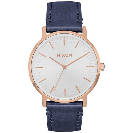Nixon Men's Quartz Watch - Porter Leather White Dial Blue Strap | A10582941 ,