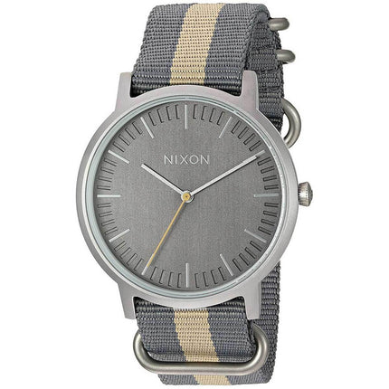 Nixon Men's Quartz Watch - Porter Nylon Grey Dial Grey & Beige Strap | A10592440 ,