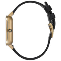 Nixon Men's Quartz Watch - Ragnar 36 Yellow Gold Case Black Leather Strap | A985001 ,