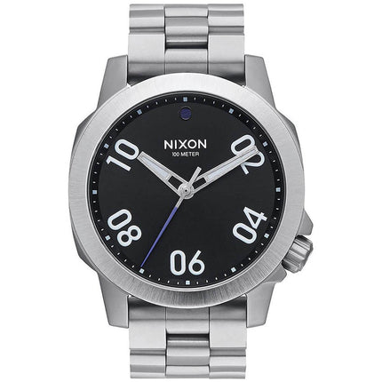 Nixon Men's Quartz Watch - Ranger 40 Black Dial Silver Tone Bracelet | A468000 ,