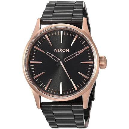 Nixon Men's Quartz Watch - Sentry 38 SS Black Dial Black Bracelet | A4502481 ,