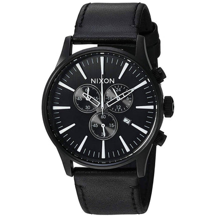 Nixon Men's Quartz Watch - Sentry Chrono Leather Strap | A405756 ,