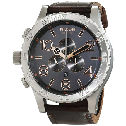 Nixon Men's Quartz Watch - The 51-30 Chronograph Black Dial Brown Strap | A1242064 ,
