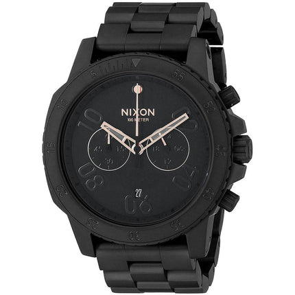 Nixon Men's Quartz Watch - The Ranger Chrono Black & Rose Gold Dial Bracelet | A549957 ,