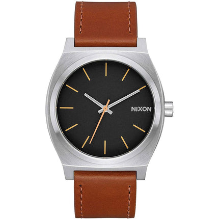 Nixon Men's Quartz Watch - Time Teller Black Dial Leather Strap SS Case | A0452455 ,