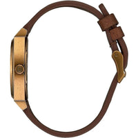 Nixon Men's Quartz Watch - Time Teller Brown Leather Strap YG Steel Case | A0453053 ,