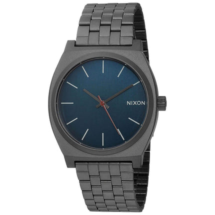 Nixon Men's Quartz Watch - Time Teller Dark Blue Dial Grey Bracelet | A0452340 ,