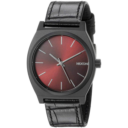Nixon Men's Quartz Watch - Time Teller Red Dial Leather Strap | A0451886 ,