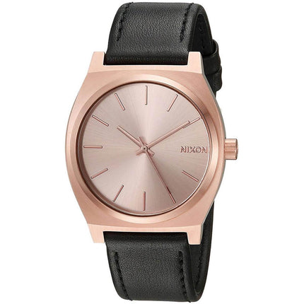 Nixon Men's Quartz Watch - Time Teller Rose Gold Tone Dial Leather Strap | A0451932 ,