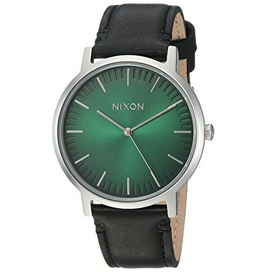 Nixon Men's Strap Watch Porter Leather Japanese Quartz Black Leather