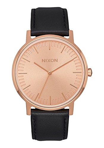 Nixon Men's Strap Watch - Porter Leather Rose Gold Dial Black Leather | A10581932 ,
