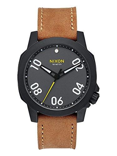 Nixon Men's Strap Watch - Ranger 40 Leather Quartz Black Dial | A4712093 ,