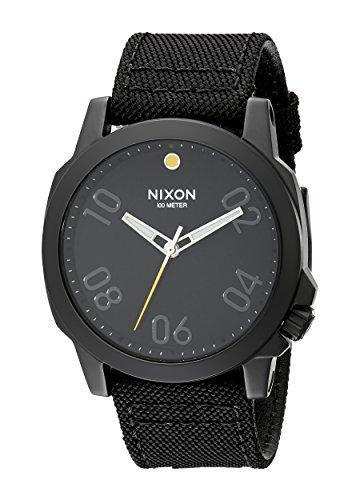 Nixon Men's Strap Watch - Ranger 45 Black Nylon & Leather | A514001 ,