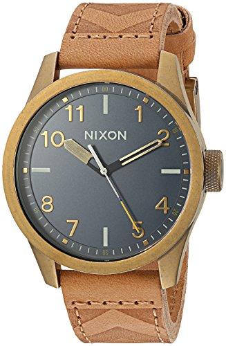 Nixon Men's Strap Watch - Safari Leather Black Dial Brown Leather | A9752731 ,