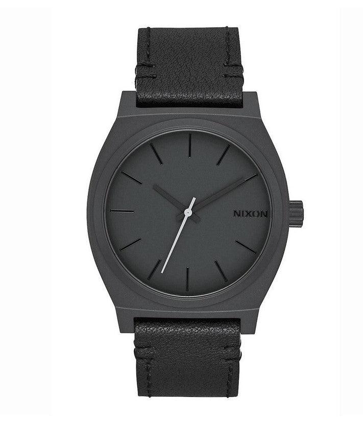 Nixon Men's Strap Watch Time Teller Quartz Black Dial Black Leather