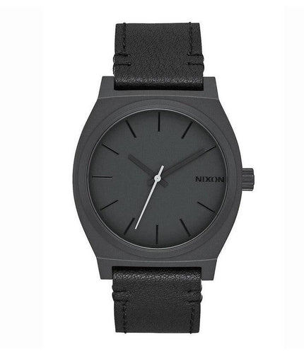 Nixon Men's Strap Watch - Time Teller Quartz Black Dial Black Leather | A0452738 ,