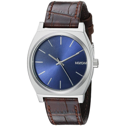 Nixon Men's Strap Watch - Time Teller Quartz Blue Dial Brown Gator Leather| A0451887 ,