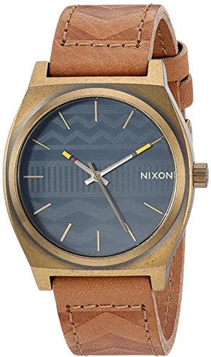 Nixon Men's Strap Watch - Time Teller Quartz Blue Dial Brown Leather | A0452731 ,