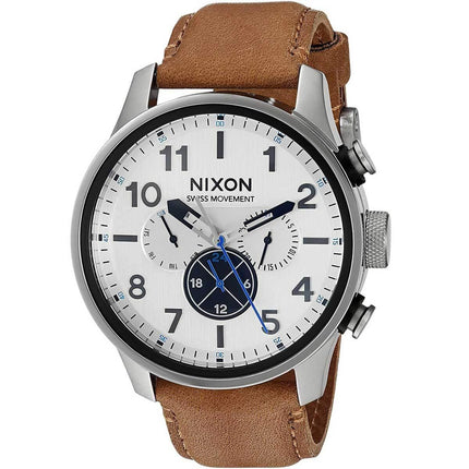 Nixon Men's Swiss Quartz Watch - Safari Dual Time Silver and Black Dial | A10822092 ,
