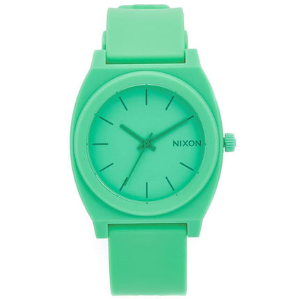 Nixon Unisex Japanese Quartz Watch - Time Teller P Green Dial Rubber Strap | A1192288 ,