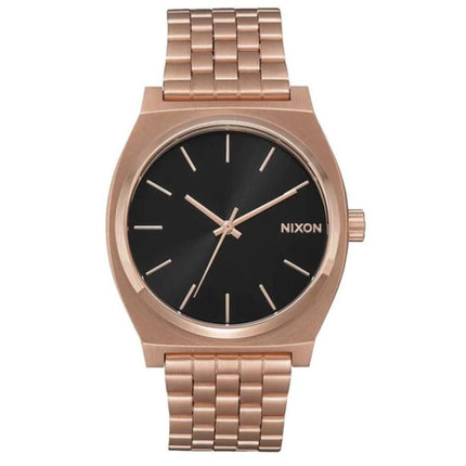 Nixon Unisex Watch - Time Teller Black Dial Rose Gold Steel Bracelet Quartz | A0452598 ,