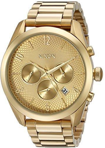 Nixon Women's Bracelet Watch - Bullet Chrono Gold Tone Dial Chronograph | A366502 ,
