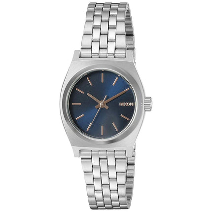 Nixon Women's Bracelet Watch - Small Time Teller Quartz Blue Dial Silver | A3992195 ,