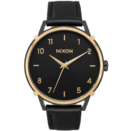 Nixon Women's Japanese Quartz Watch - Arrow Black Dial Leather Strap | A10913220 ,