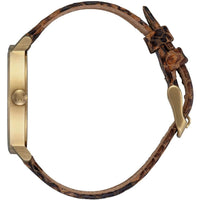 Nixon Women's Quartz Watch - Arrow Black Dial Brown Leather Snake Strap | A10912891 ,