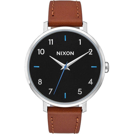 Nixon Women's Quartz Watch - Arrow Black Dial Leather Strap Steel Case | A1091019 ,