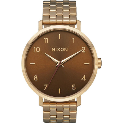 Nixon Women's Quartz Watch - Arrow Brown Dial Yellow Gold Steel Bracelet | A10902803 ,