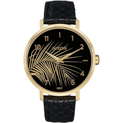 Nixon Women's Quartz Watch - Arrow Palm Design Black Dial YG Steel Case | A10912892 ,