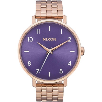 Nixon Women's Quartz Watch - Arrow Purple Dial Rose Gold Steel Bracelet | A10902952 ,