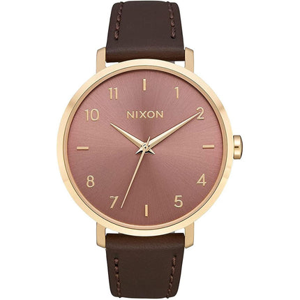Nixon Women's Quartz Watch - Arrow Rose Gold Dial Strap Yellow Gold Case | A10913006 ,