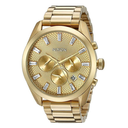 Nixon Women's Quartz Watch - Bullet Chrono Crystal Gold Tone Bracelet | A931502 ,