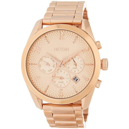 Nixon Women's Quartz Watch - Bullet Chrono Rose Gold Tone Dial Bracelet | A366897 ,