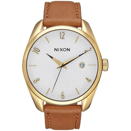 Nixon Women's Quartz Watch - Bullet Leather White Dial Brown Strap | A4731425 ,