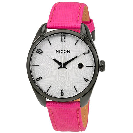 Nixon Women's Quartz Watch - Bullet Leather White Dial Pink Strap | A4732049 ,