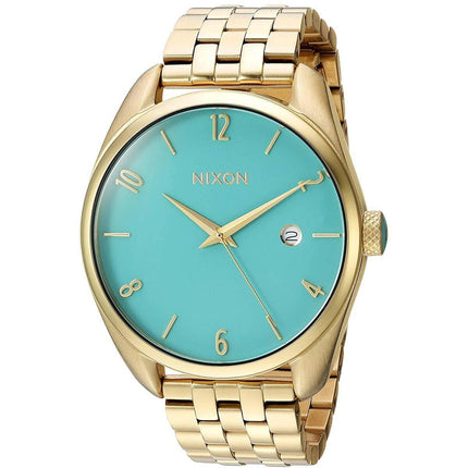 Nixon Women's Quartz Watch - Bullet Turquoise Dial Yellow Gold Bracelet | A4182626 ,