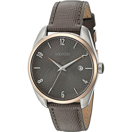 Nixon Women's Quartz Watch - Bullet Two Tone Case Grey Dial Leather Strap | A4732214 ,