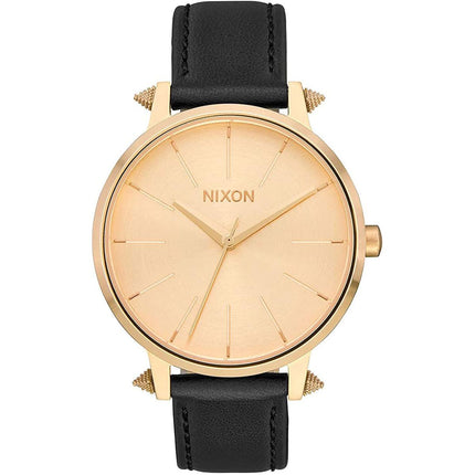 Nixon Women's Quartz Watch - Kensington Gold Dial Leather Strap SS Case | A1083148 ,