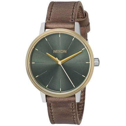 Nixon Women's Quartz Watch - Kensington Leather Green Dial Strap | A1082877 ,
