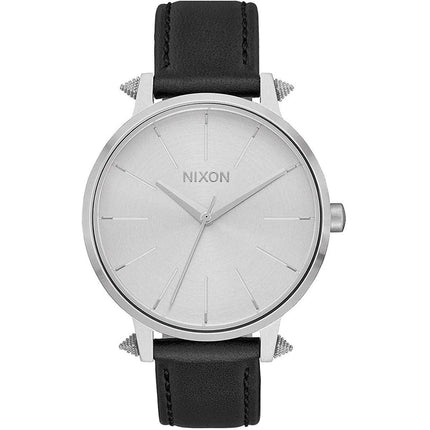 Nixon Women's Quartz Watch - Kensington Silver Dial Leather Strap SS Case | A1083149 ,
