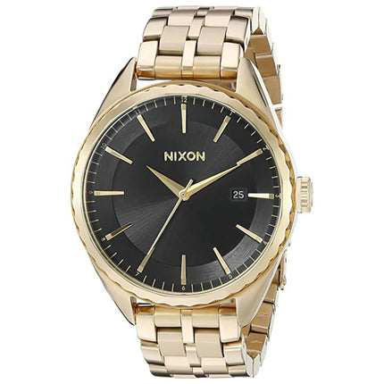 Nixon Women's Quartz Watch - Minx Black Dial Yellow Gold Bracelet | A9342042 ,