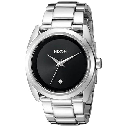 Nixon Women's Quartz Watch - Queenpin Black Dial Silver Tone Bracelet | A935000 ,