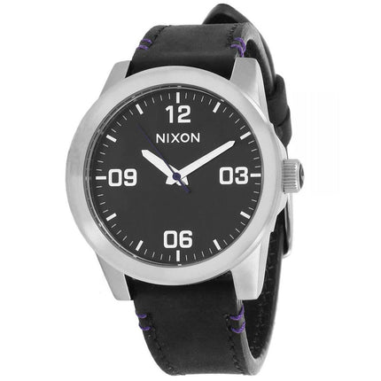 Nixon Women's Quartz Watch - The G.I. Leather Black Dial Strap | A933000 ,