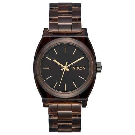 Nixon Women's Quartz Watch - Time Teller Black Dial Brown Plastic Bracelet | A1214400 ,